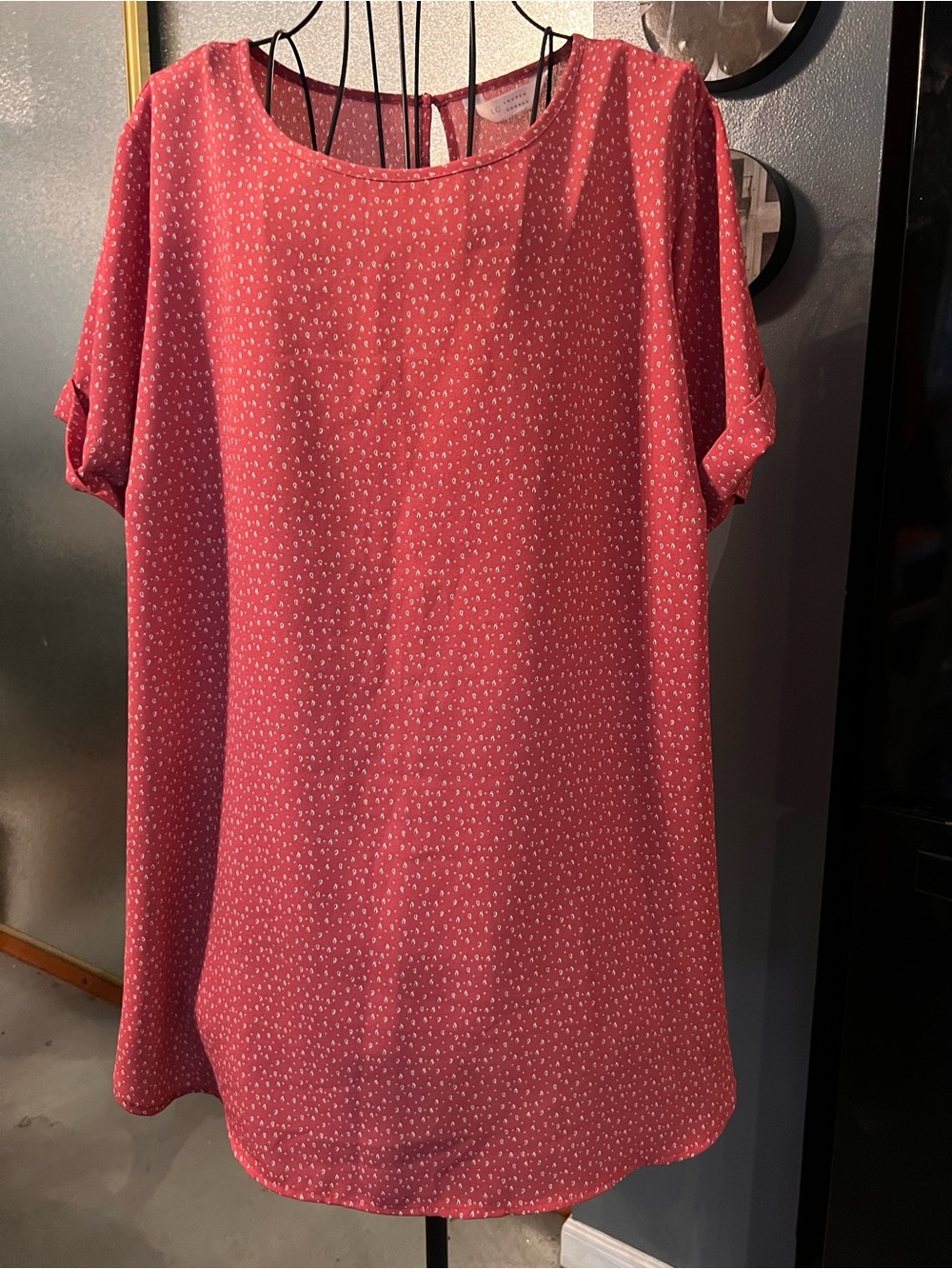 Women's Lauren Conrad Pink Short-Sleeve Patterned Blouse